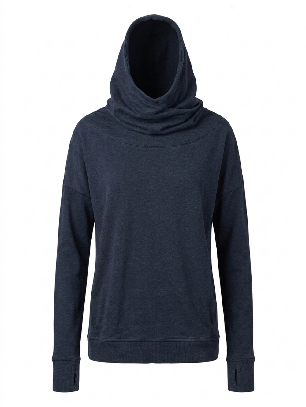 lululemon Stress Less Hoodie 10 Navy Cowl Neck Oversized Hood Athleisure Sporty